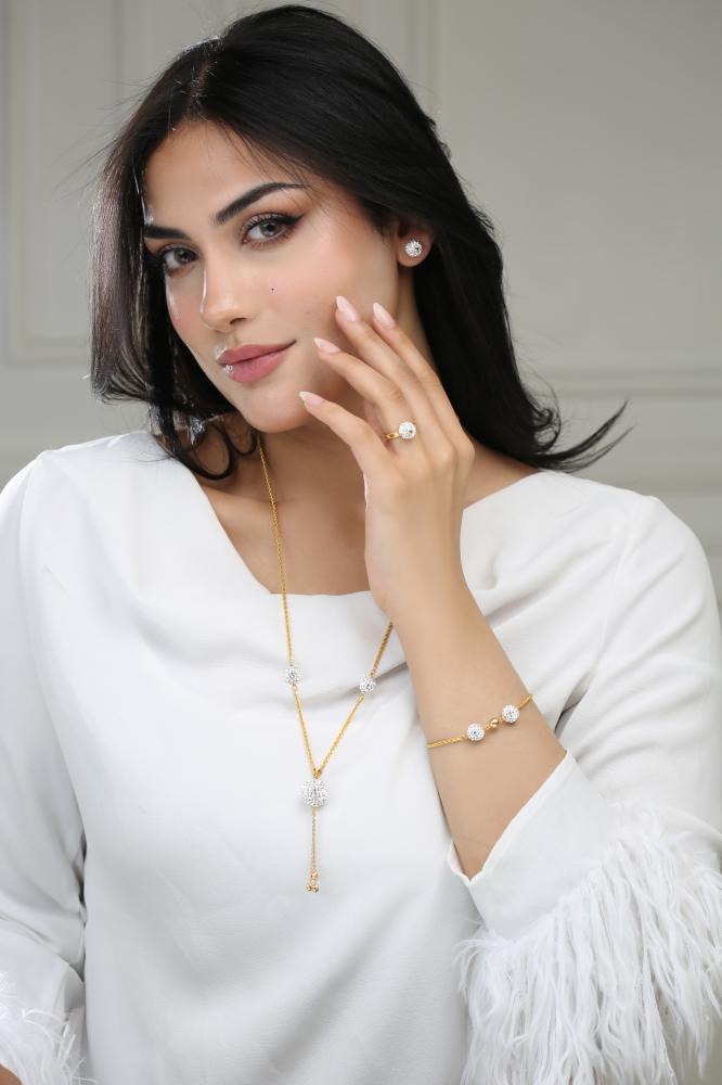 طقم البلورة - ذهب أصفر عيار 21
